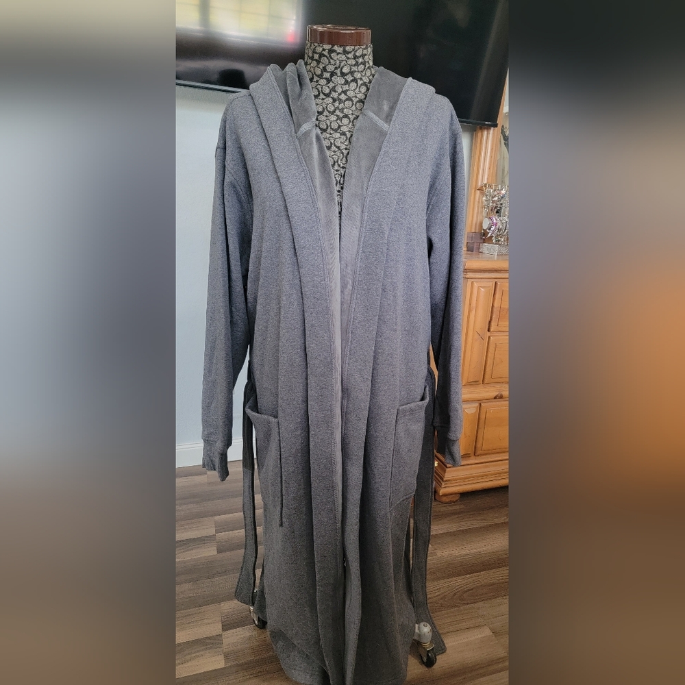 UGG Long Hooded Fleece Lined Gray Robe